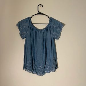 Blue Off the Shoulder Top